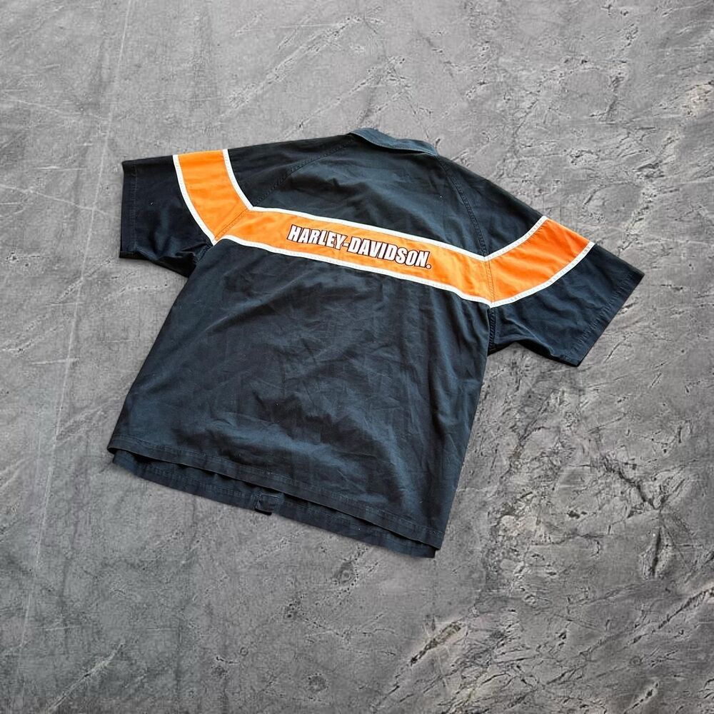 Harley Davidson vtg 00s y2k crazy colorblock button up tee shirt